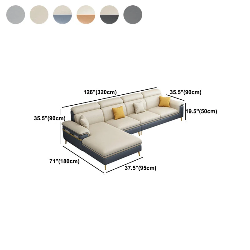Divano e chaise longue con braccioli ecopelle da 35,4"H per soggiorno Clearhalo