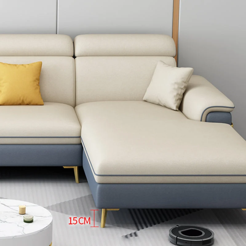 Divano e chaise longue con braccioli ecopelle da 35,4"H per soggiorno Clearhalo