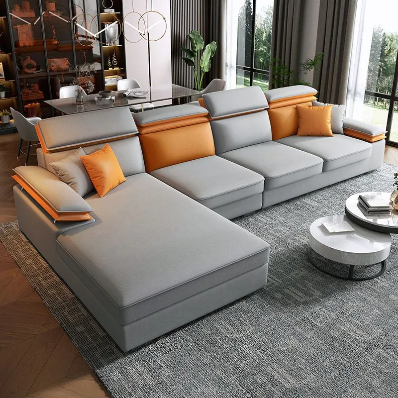 Divano e chaise longue con braccioli superiori componibili forma di L moderni della metà del secolo Clearhalo