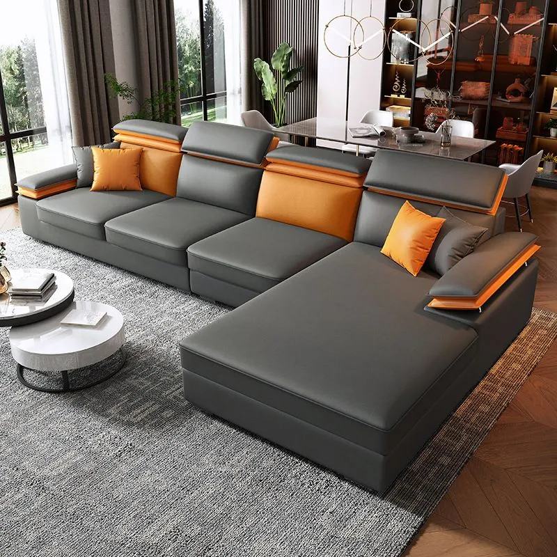 Divano e chaise longue con braccioli superiori componibili forma di L moderni della metà del secolo Clearhalo