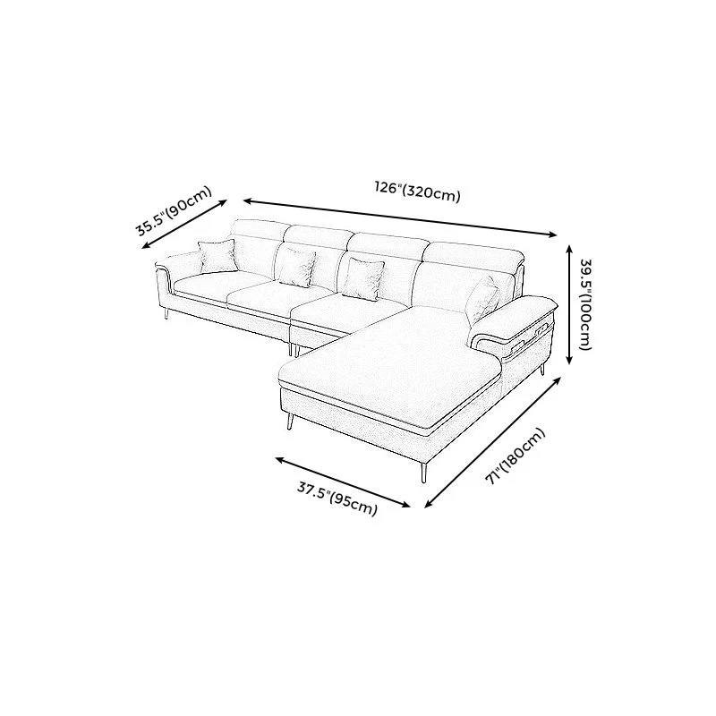 Divano e chaise longue con bracciolo superiore con cuscino componibile ecopelle antimacchia da 125,98 pollici Clearhalo