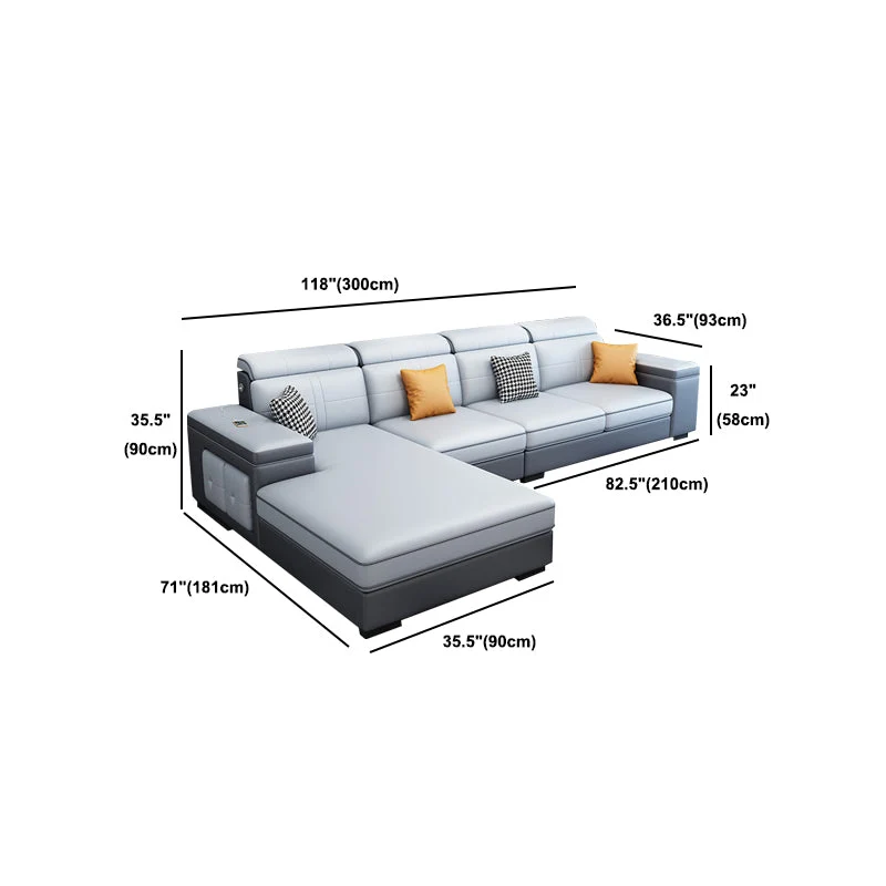 Divano e chaise longue contemporanei ecopelle blu per soggiorno Clearhalo
