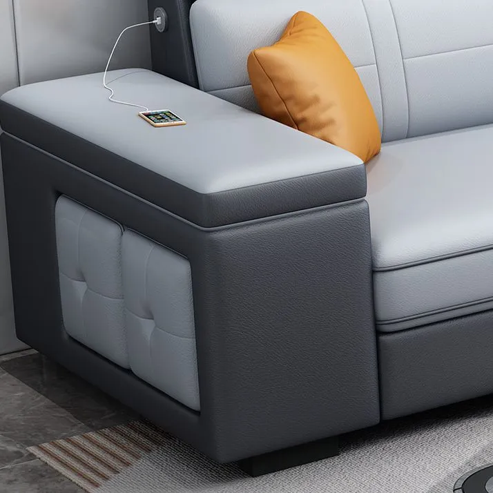 Divano e chaise longue contemporanei ecopelle blu per soggiorno Clearhalo