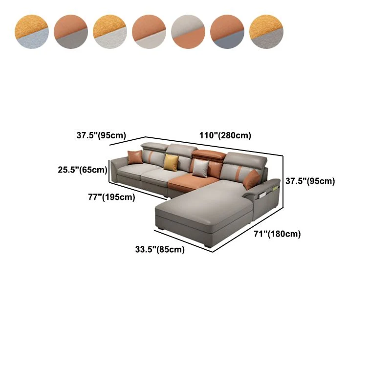 Divano e chaise longue ecopelle con bracciolo superiore 4 posti da 37,4 "H per soggiorno Clearhalo