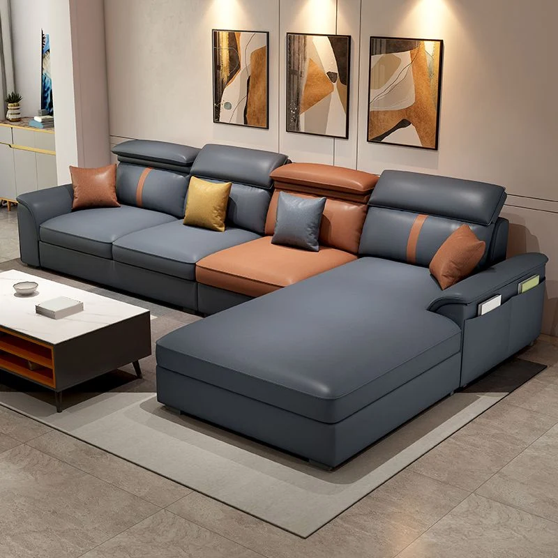 Divano e chaise longue ecopelle con bracciolo superiore 4 posti da 37,4 "H per soggiorno Clearhalo