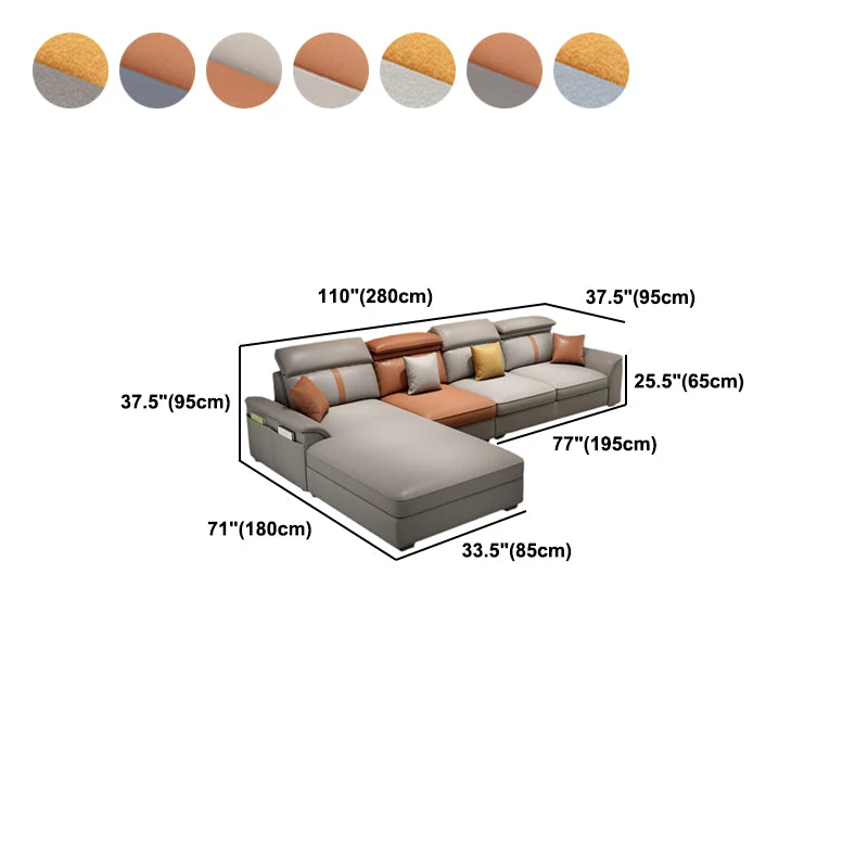 Divano e chaise longue ecopelle con bracciolo superiore 4 posti da 37,4 "H per soggiorno Clearhalo