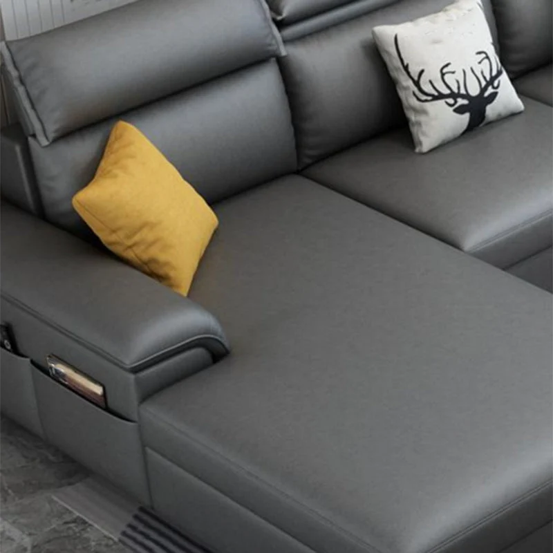Divano e chaise longue moderni con cuscino schienale componibile forma di L con contenitore Clearhalo