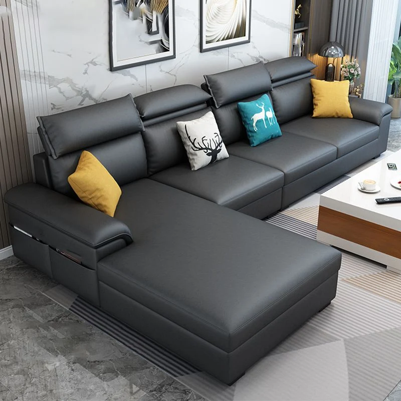 Divano e chaise longue moderni con cuscino schienale componibile forma di L con contenitore Clearhalo