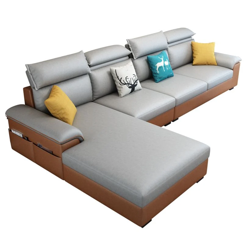 Divano e chaise longue moderni con cuscino schienale componibile forma di L con contenitore Clearhalo