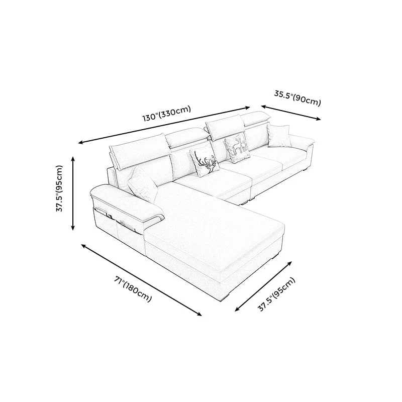 Divano e chaise longue moderni con cuscino schienale componibile forma di L con contenitore Clearhalo