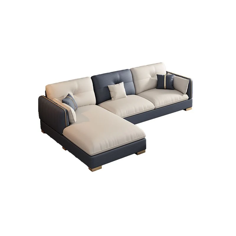 Divano e chaise longue scandinavi da 81 cm ecopelle con braccioli quadrati per soggiorno Clearhalo