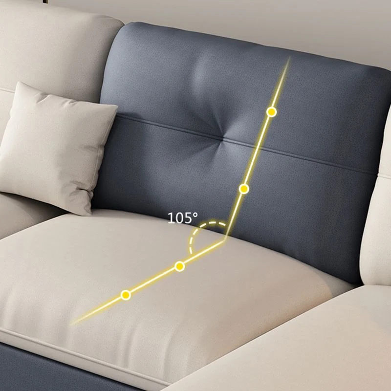 Divano e chaise longue scandinavi da 81 cm ecopelle con braccioli quadrati per soggiorno Clearhalo