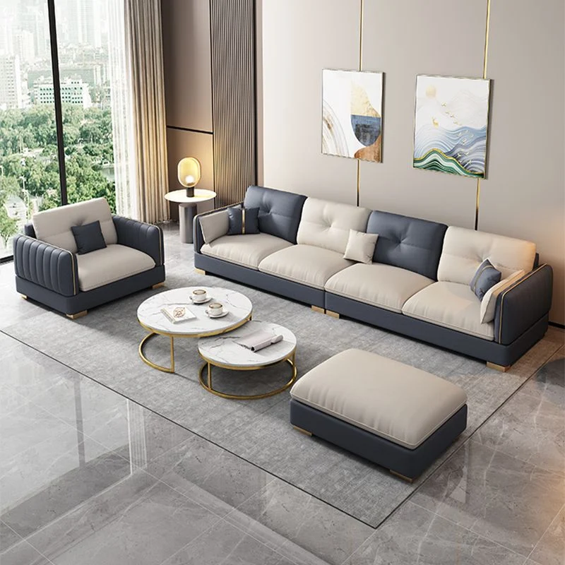 Divano e chaise longue scandinavi da 81 cm ecopelle con braccioli quadrati per soggiorno Clearhalo