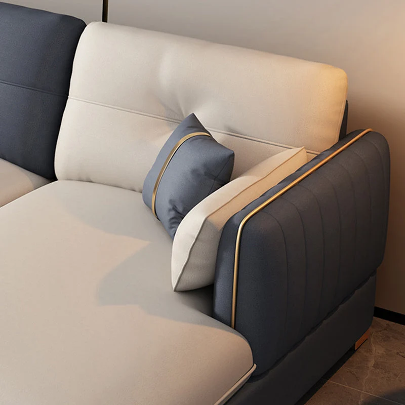 Divano e chaise longue scandinavi da 81 cm ecopelle con braccioli quadrati per soggiorno Clearhalo
