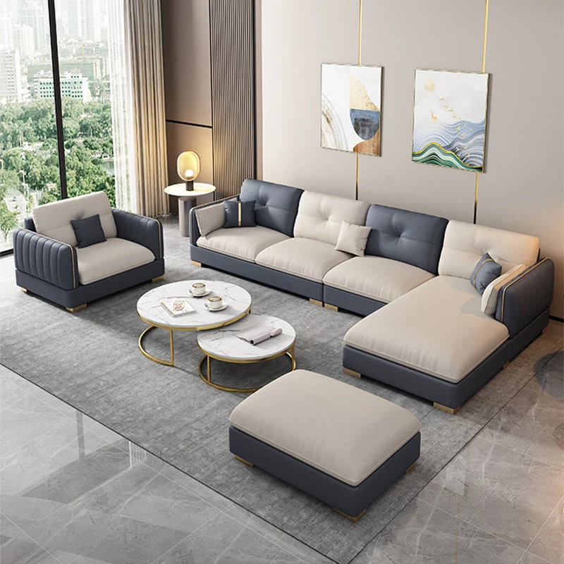 Divano e chaise longue scandinavi da 81 cm ecopelle con braccioli quadrati per soggiorno Clearhalo