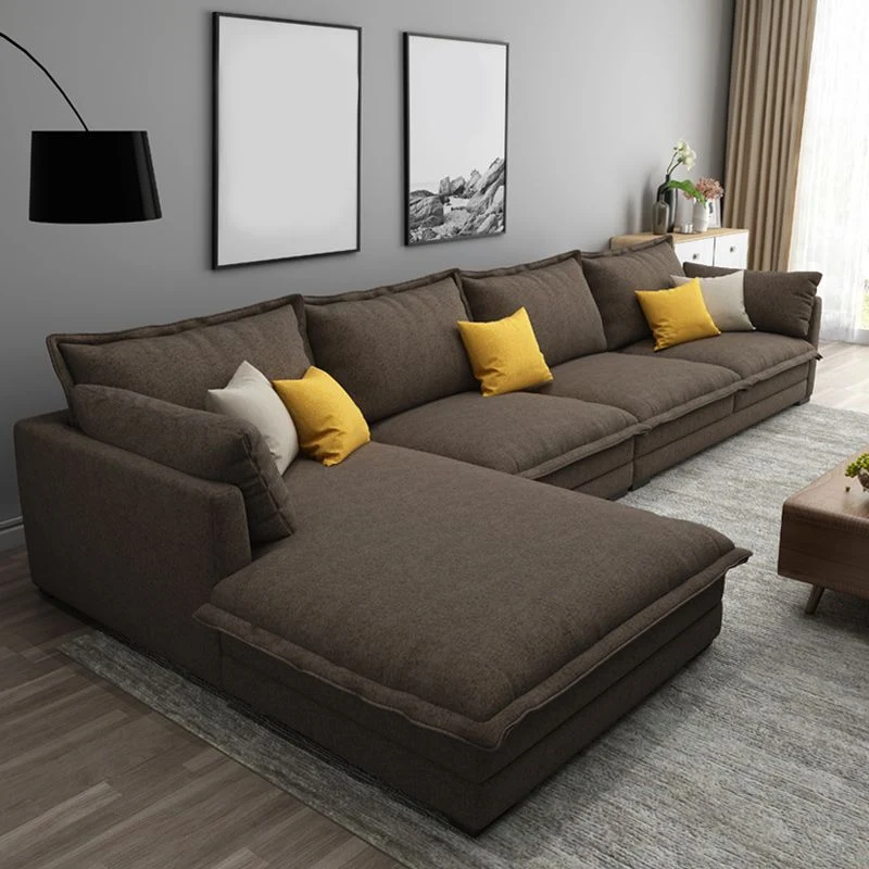 Divano e chaise longue tessuto contemporaneo con cuscini per soggiorno Clearhalo