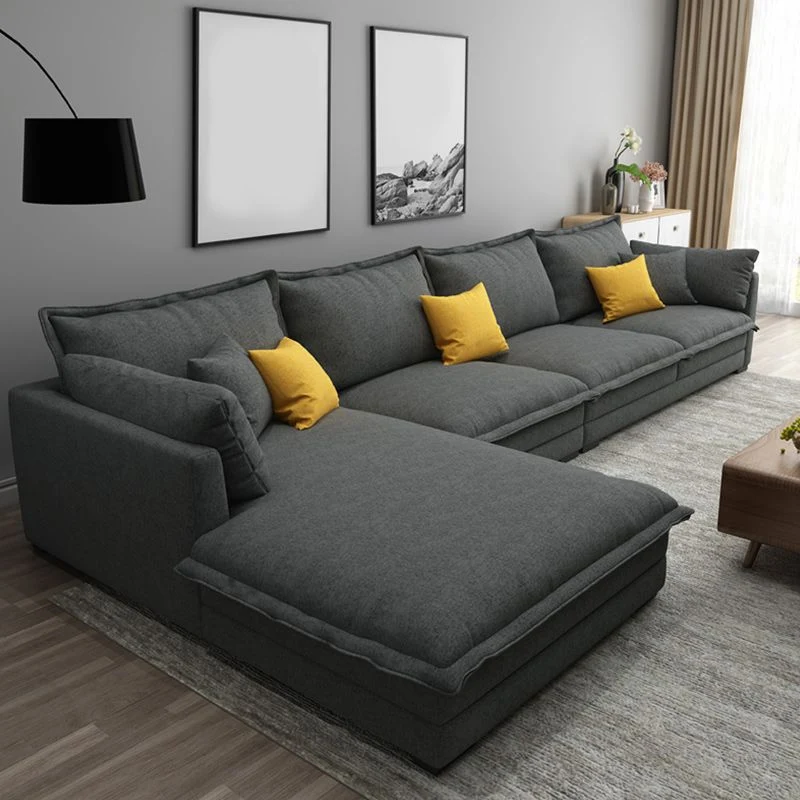 Divano e chaise longue tessuto contemporaneo con cuscini per soggiorno Clearhalo