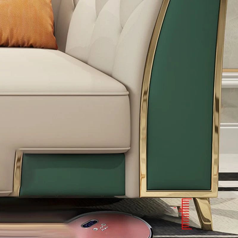 Divano e chaise longue vera pelle con schienale capitonnè e braccioli incassati Clearhalo