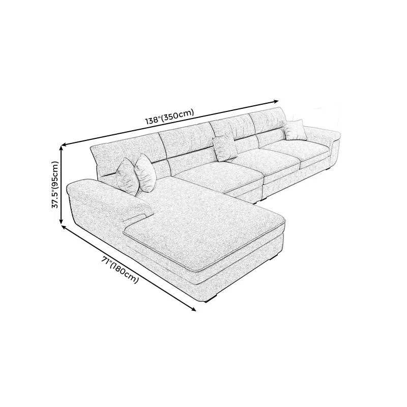Divano componibile blu scandinavo forma di L con braccioli con cuscino e schienale alto Clearhalo