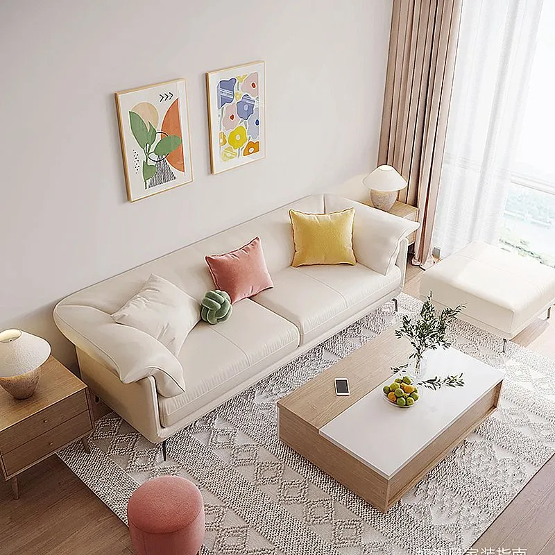 Divano componibile con bracciolo superiore con cuscino alto 80 cm, cuscino rimovibile, per soggiorno, beige Clearhalo