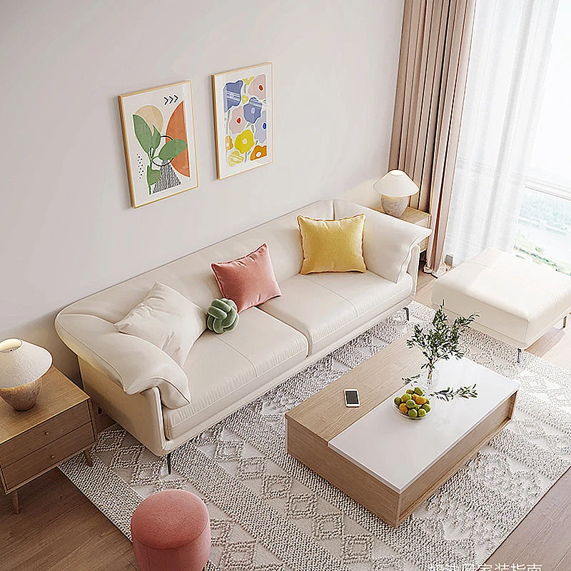 Divano componibile con bracciolo superiore con cuscino alto 80 cm, cuscino rimovibile, per soggiorno, beige Clearhalo