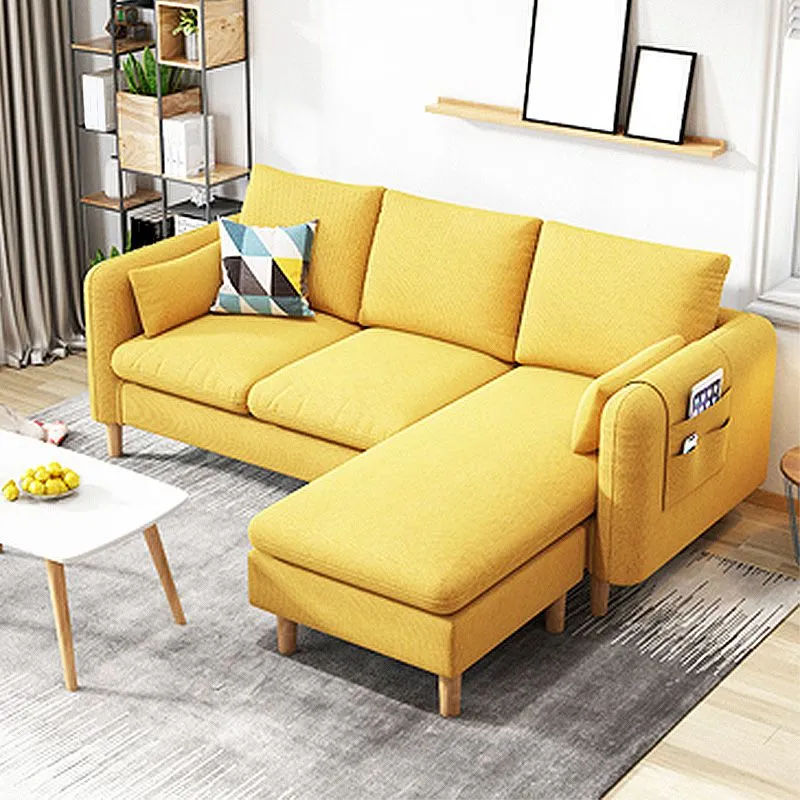 Divano componibile con rivestimento velluto scandinavo con cuscini rimovibili con braccioli quadrati Clearhalo