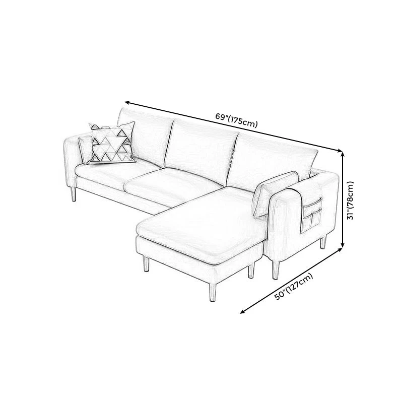 Divano componibile con rivestimento velluto scandinavo con cuscini rimovibili con braccioli quadrati Clearhalo
