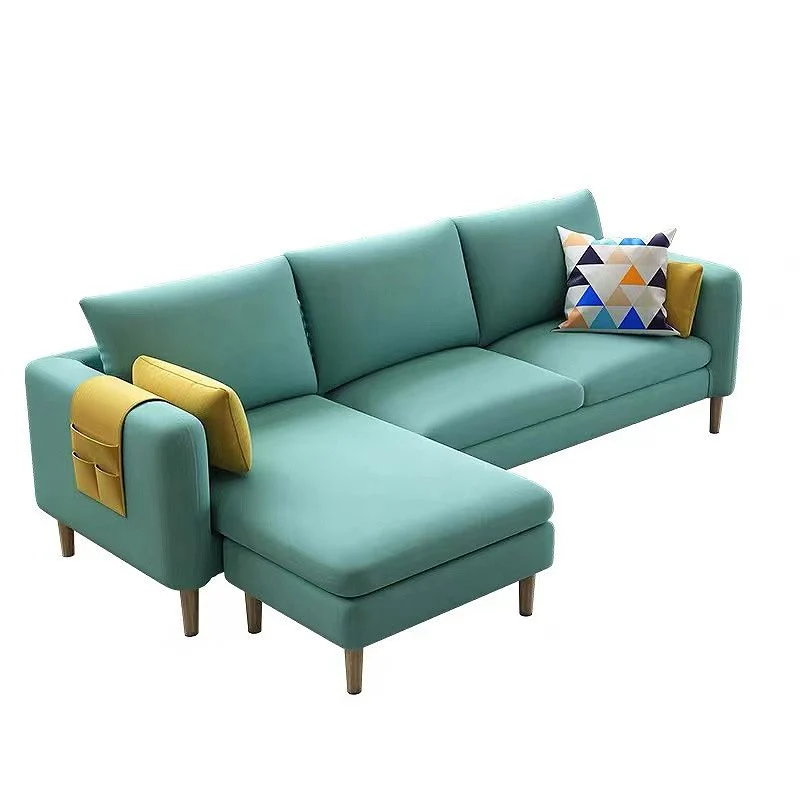 Divano componibile con rivestimento velluto scandinavo con cuscini rimovibili con braccioli quadrati Clearhalo
