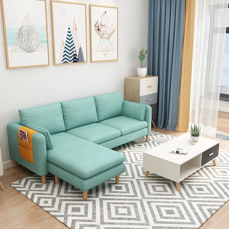 Divano componibile con rivestimento velluto scandinavo con cuscini rimovibili con braccioli quadrati Clearhalo