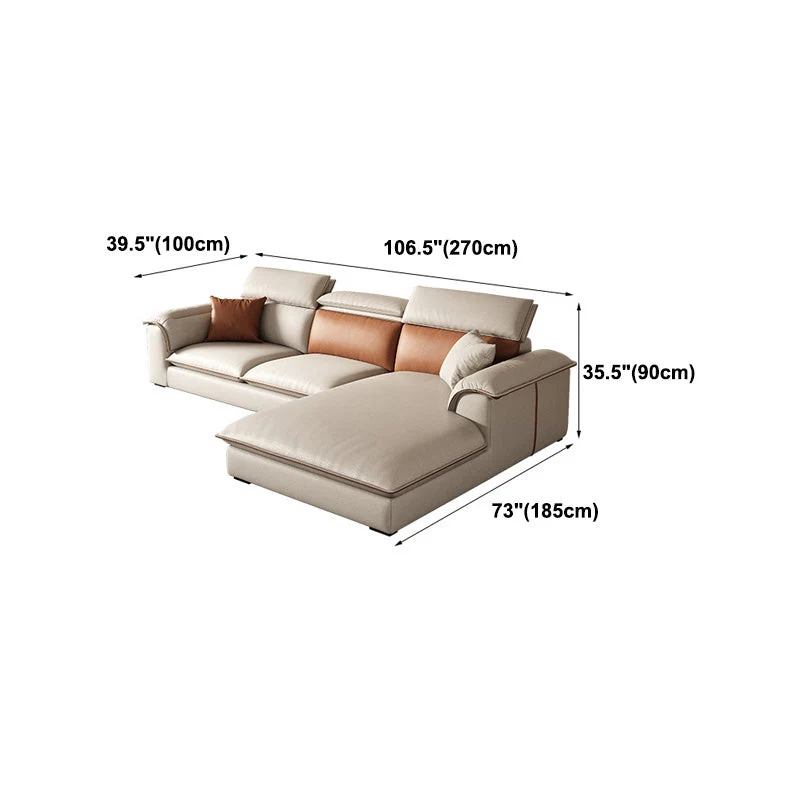 Divano Componibile Ecopelle Beige Divano Antimacchia per Soggiorno Clearhalo