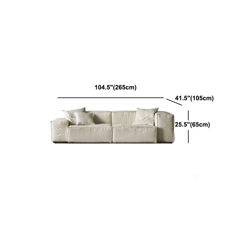Divano componibile misto cotone con braccioli quadrati Divano con schienale alto da 25,6 pollici, bianco Clearhalo