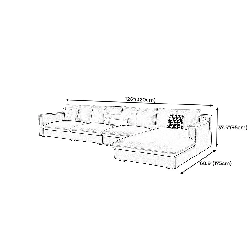 Divano componibile moderno con braccioli quadrati da 33,46 pollici con schienale e chaise longue Clearhalo