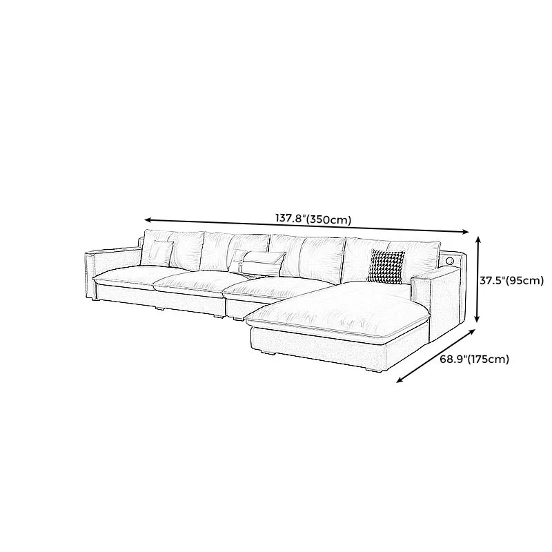 Divano componibile moderno con braccioli quadrati da 33,46 pollici con schienale e chaise longue Clearhalo