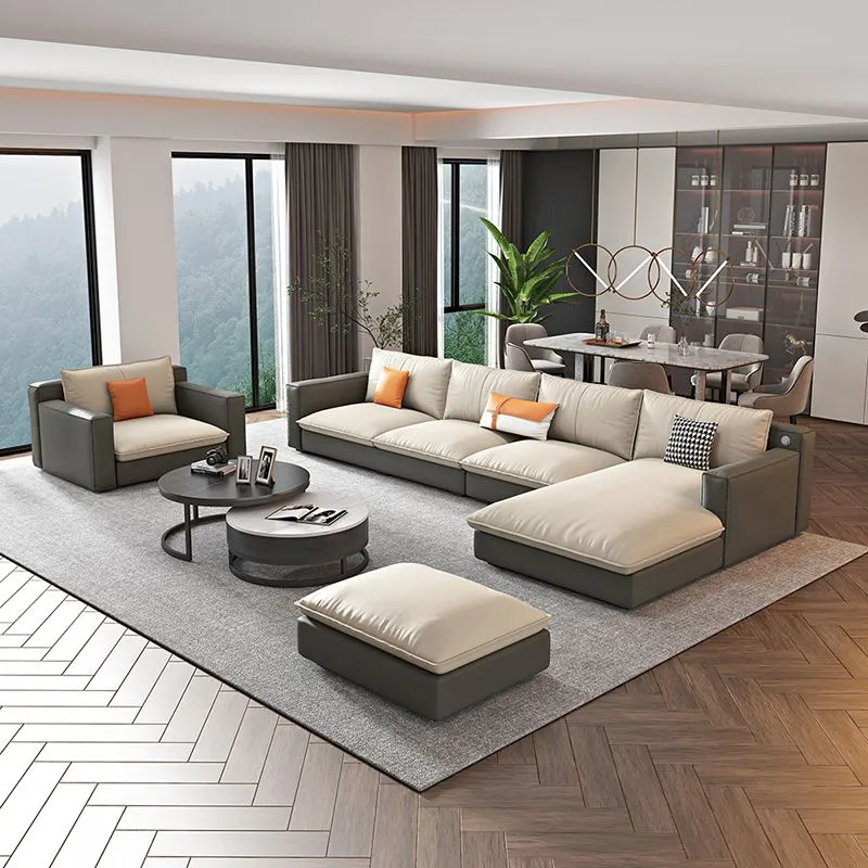 Divano componibile moderno con braccioli quadrati da 33,46 pollici con schienale e chaise longue Clearhalo
