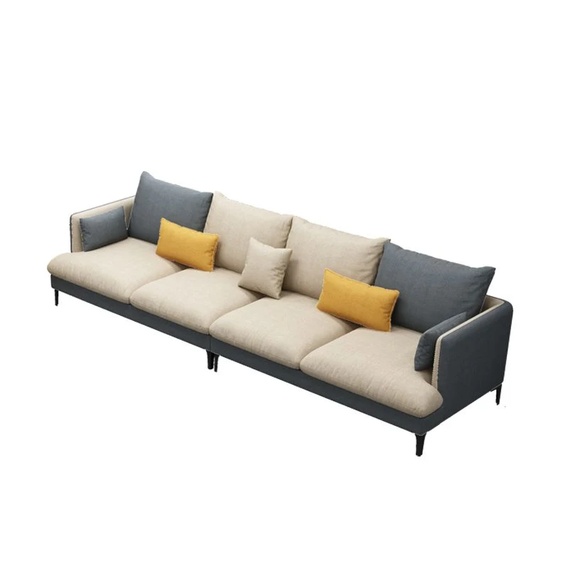 Divano componibile rivestito ecopelle impermeabile grigio chiaro con braccioli incassati Clearhalo