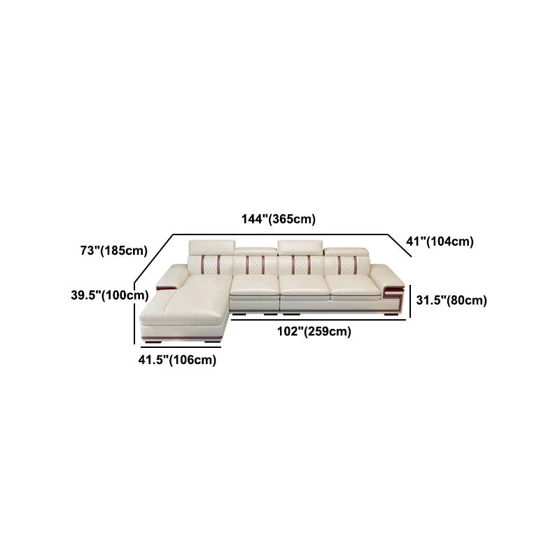 Divano componibile stile glam con struttura legno massello, braccioli incorporati, schienale imbottito, bianco Clearhalo