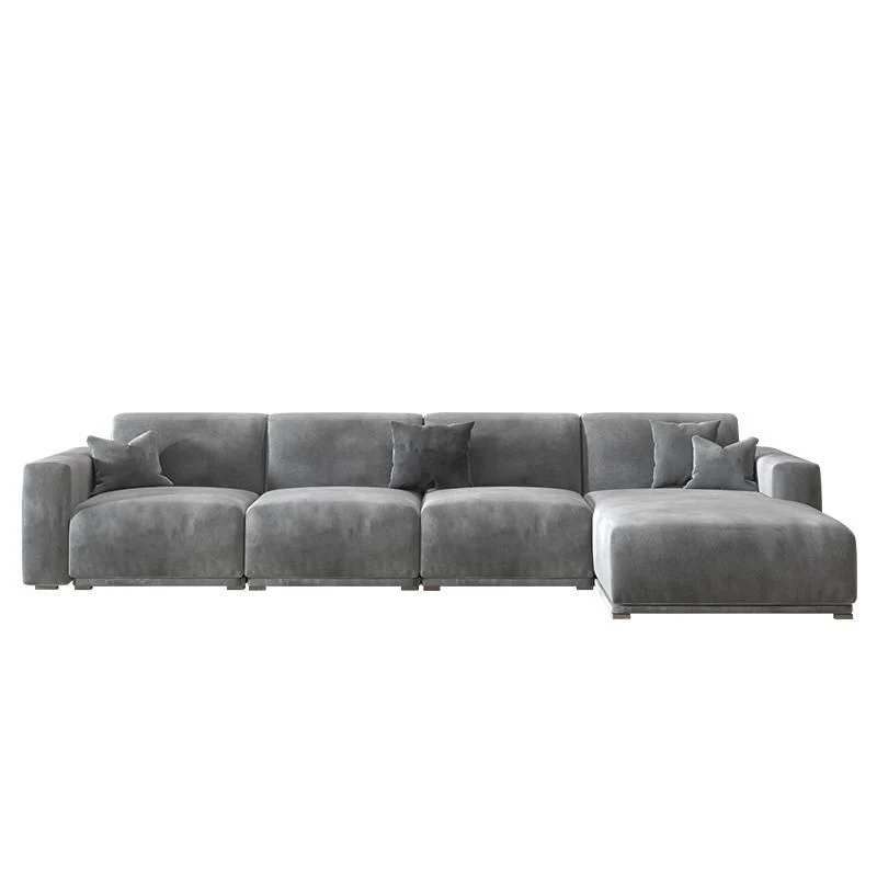 Divano componibile stile nordico con schienale quadrato imbottito, lattice/piuma/spugna grigia Clearhalo