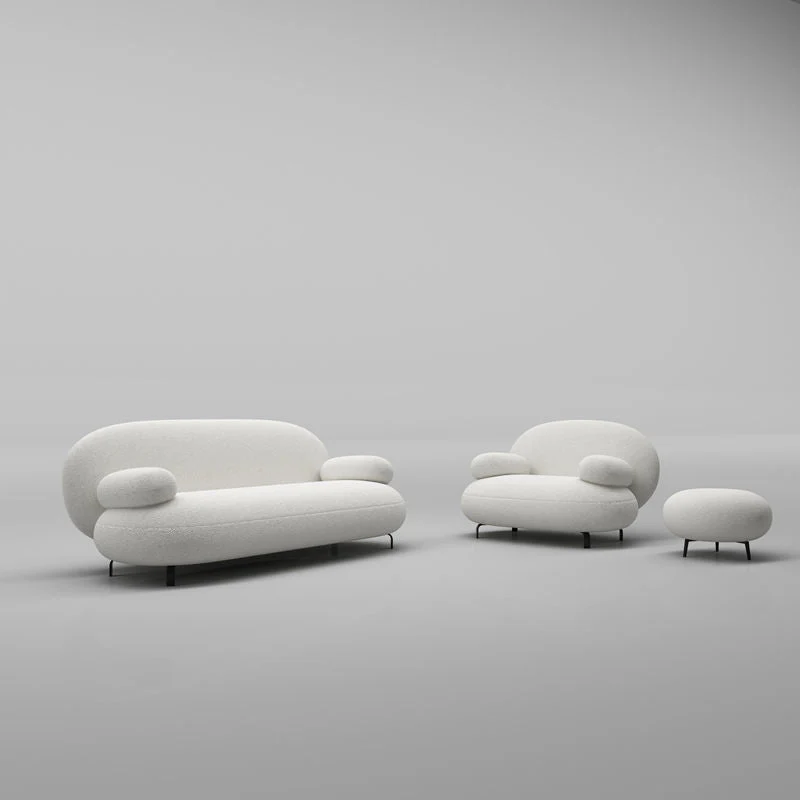 Divano con braccioli con rivestimento cuscino Divano moderno lana alto 29,9 pollici bianco Clearhalo
