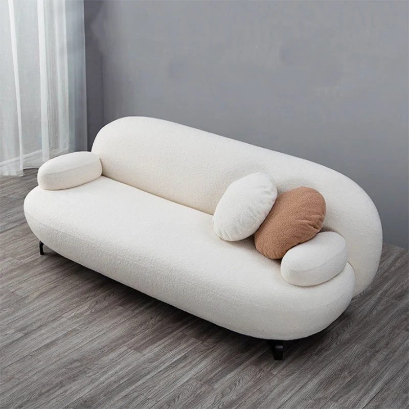 Divano con braccioli con rivestimento cuscino Divano moderno lana alto 29,9 pollici bianco Clearhalo