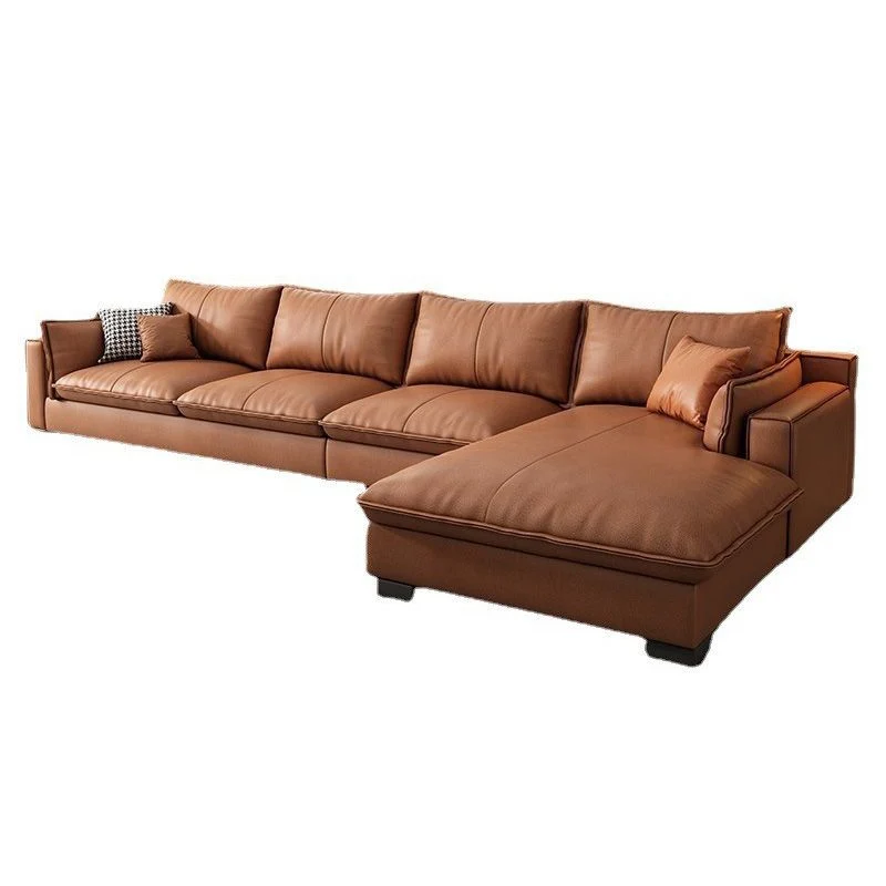 Divano con braccioli incassati e chaise longue 129,92" L 66,93" x P 31,5" " x Divano con schienale ampio, ecopelle Clearhalo