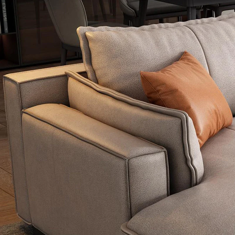 Divano con braccioli incassati e chaise longue 129,92" L 66,93" x P 31,5" " x Divano con schienale ampio, ecopelle Clearhalo
