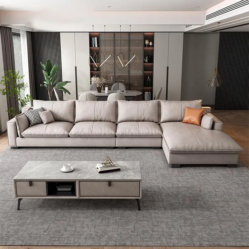 Divano con braccioli incassati e chaise longue 129,92" L 66,93" x P 31,5" " x Divano con schienale ampio, ecopelle Clearhalo