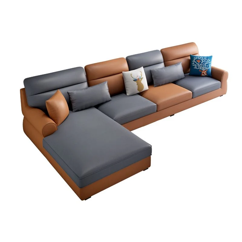 Divano con braccioli incassati e cuscino per schienale forma di L per chaise longue componibile Clearhalo