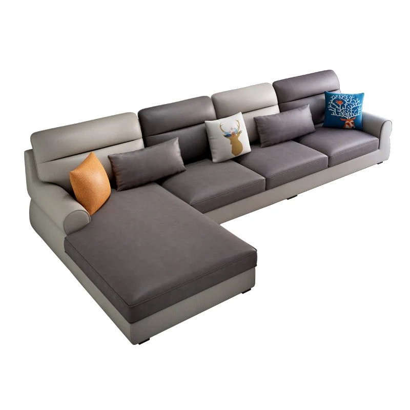 Divano con braccioli incassati e cuscino per schienale forma di L per chaise longue componibile Clearhalo