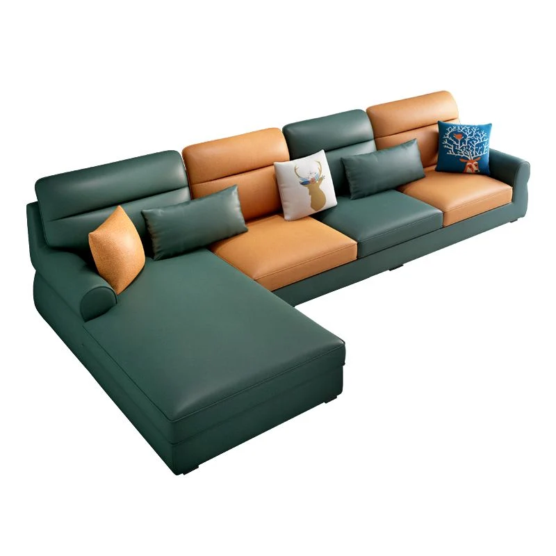 Divano con braccioli incassati e cuscino per schienale forma di L per chaise longue componibile Clearhalo