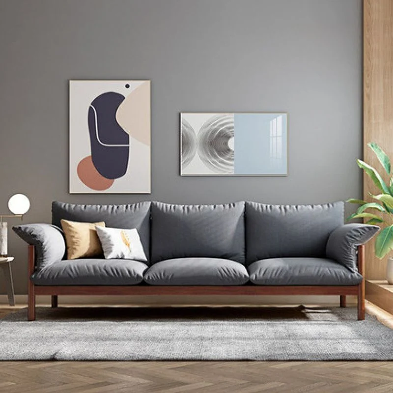 Divano con braccioli rivestiti legno acrilico da 32,6"H 3 posti per soggiorno Clearhalo