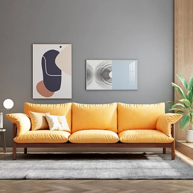 Divano con braccioli rivestiti legno acrilico da 32,6"H 3 posti per soggiorno Clearhalo