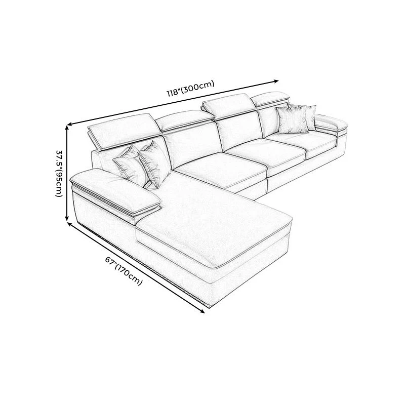 Divano con braccioli superiori tessuto 118,11" Lx 66,93" L x 37,4" Sezioni con schienale e chaise longue Clearhalo
