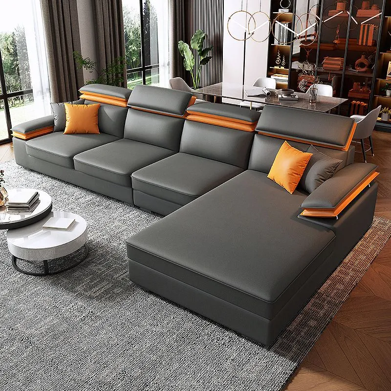 Divano con braccioli superiori tessuto 118,11" Lx 66,93" L x 37,4" Sezioni con schienale e chaise longue Clearhalo