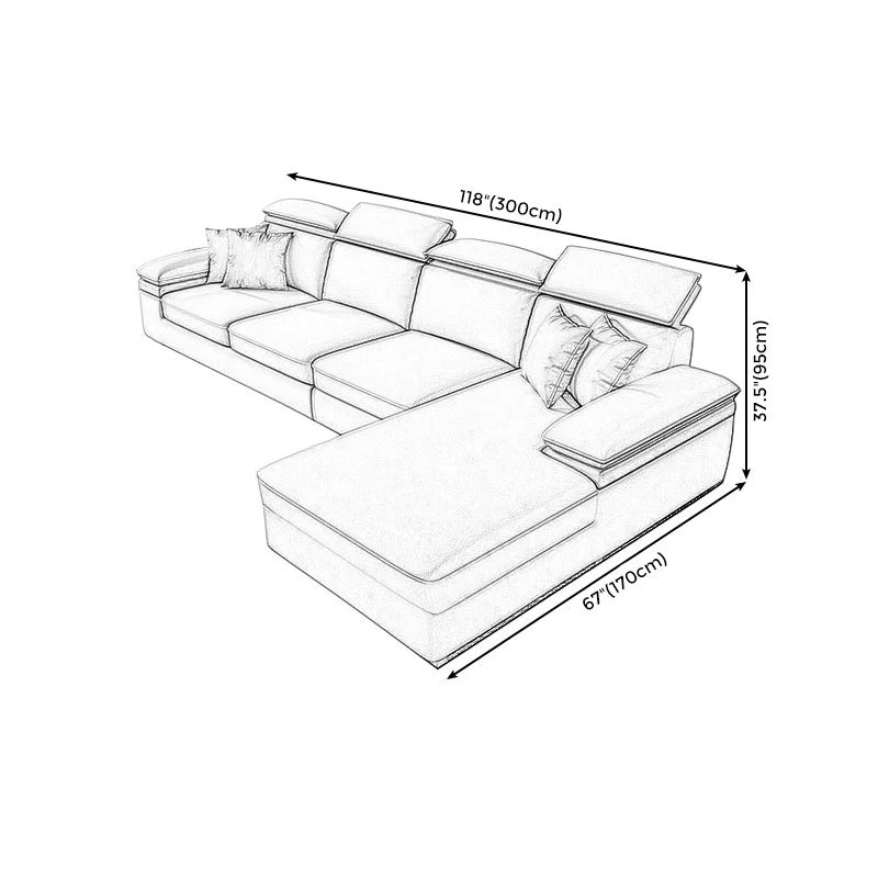 Divano con braccioli superiori tessuto 118,11" Lx 66,93" L x 37,4" Sezioni con schienale e chaise longue Clearhalo